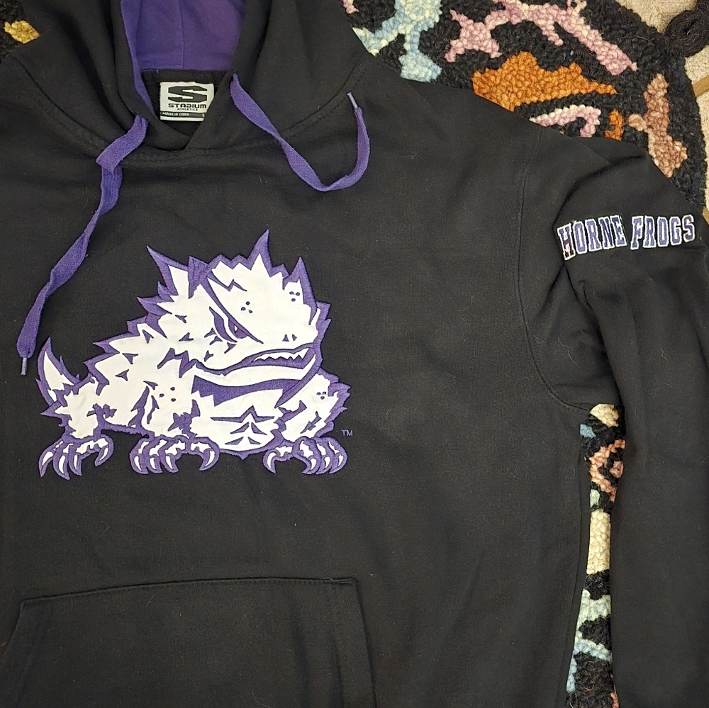 🔥🔥TCU Horned Frogs Black and Purple Graphic Hoodie🔥🔥Size M - Picture 3 of 7